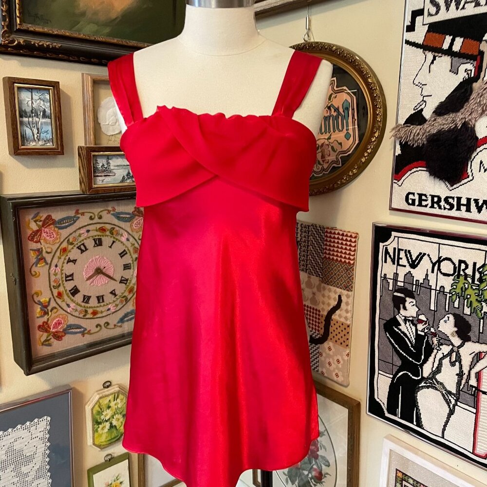 Vintage TR Too Red Satin Mini Nightie Lingerie Size S